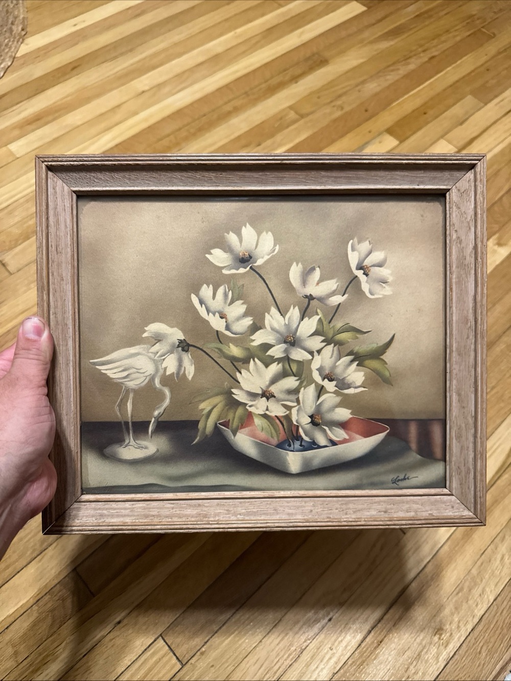 vintage Art Deco era lithograph print titled "Floral Still Life" By Locke